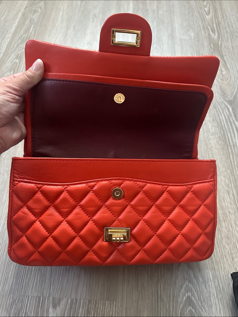 Orange Quilted Leather Bag - Picture 4 of 5